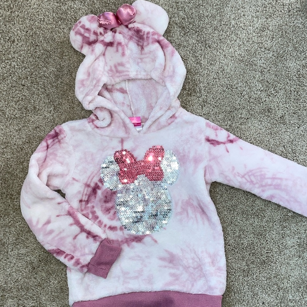 Disney Junior Hooded Tie Dye Fleece Sequin Sweatshirt